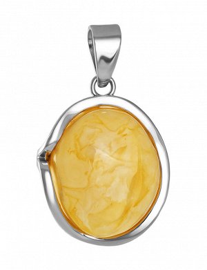 Крупная подвеска из натурального янтаря медового цвета в серебре «Лагуна», 904504255