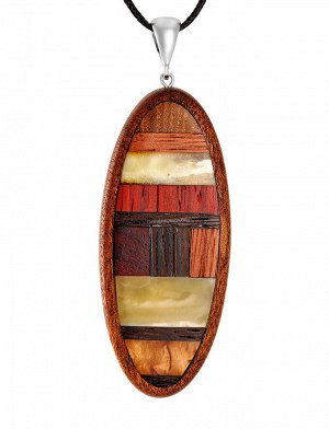Необычный кулон из янтаря и дерева в стиле унисекс «Индонезия», 904503187