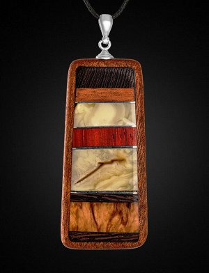 Стильная подвеска из натурального янтаря и дерева «Индонезия», 904503188