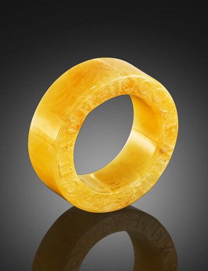 Необычное янтарное кольцо медового цвета «Везувий» с резьбой «Спаси и сохрани», 908204542