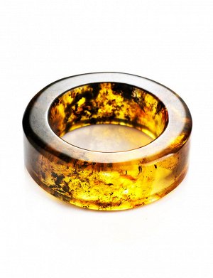 Широкое глянцевое кольцо «Везувий» из натурального формованного янтаря, 708201202