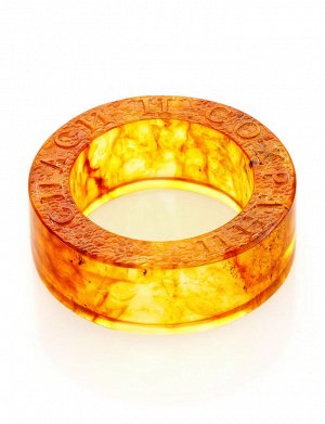 Резное кольцо «Везувий» из формованного янтаря золотистого цвета, 908204543