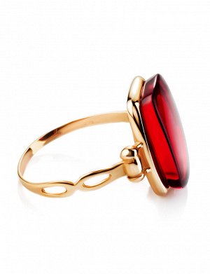 Яркое кольцо из золота и красного янтаря «Сангрил», 906203172