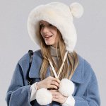 Шапка с ушками из искусственного меха,белая