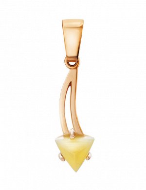 Золотой кулон «Астер» с натуральным янтарём медового цвета