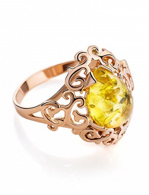 Яркое нарядное кольцо из позолоченного серебра и янтаря «Луксор», 810004147