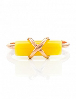 Лёгкое золотое кольцо «Скандинавия» с медовым янтарём, 706204078