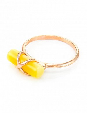 Лёгкое золотое кольцо «Скандинавия» с медовым янтарём, 706204078