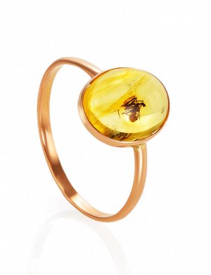 Уникальное золотое кольцо «Клио» из янтаря с паучком, 906204587