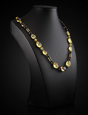Роскошные нарядные бусы из цельного янтаря с алмазной огранкой, 900401260