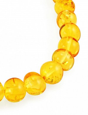 Сияющие бусы «Мятый шар мелкий» из натурального балтийского янтаря лимонного цвета, 900203069