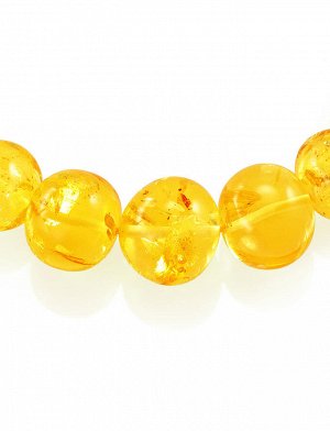 Бусы из натурального янтаря ярко-лимонного цвета «Мятый шар искрящийся», 800211248