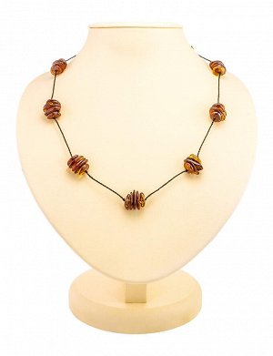 Этническое ожерелье из натурального янтаря коньячного цвета «Мадагаскар», 700408377