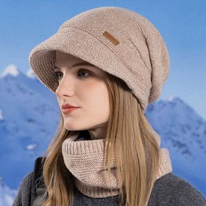 Зимний комплект -шапка + шарф, серый