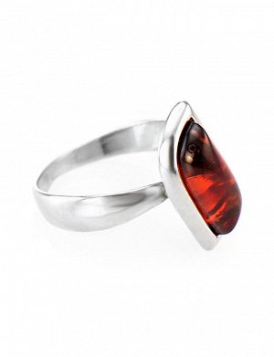 Изысканное серебряное кольцо с натуральным балтийским янтарём коньячного цвета «Тильда», 606306129