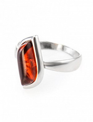 Изысканное серебряное кольцо с натуральным балтийским янтарём коньячного цвета «Тильда», 606306129