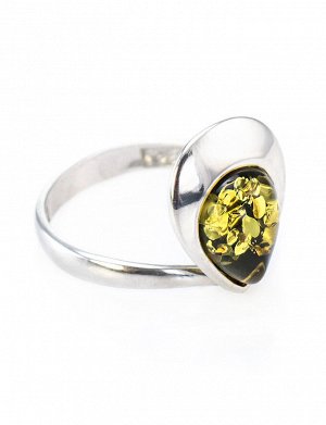 Элегантное кольцо из серебра со вставкой из натурального балтийского зелёного янтаря «Джульетта», 606306399
