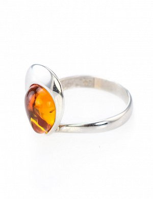 Изысканное кольцо из серебра со вставкой из натурального балтийского янтаря коньячного цвета «Джульетта», 606306401