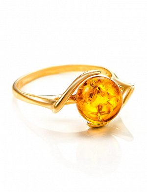 Эффектное кольцо из золота с натуральным коньячным янтарём «Альдебаран», 706207170