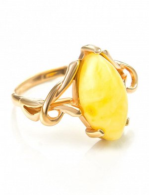 Изящное женственное кольцо из золота и янтаря «Констанция», 806202003