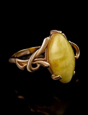 Изящное женственное кольцо из золота и янтаря «Констанция», 806202003