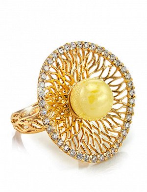 Изысканное кольцо «Венера» из золота и натурального янтаря, 806206143