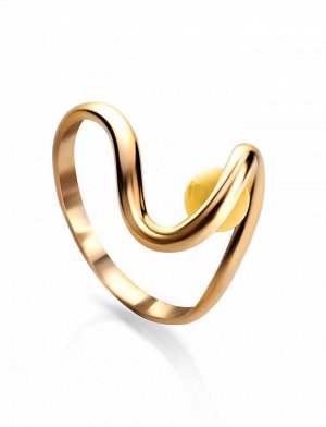 Изящное кольцо «Лея» из золота и натурального медового янтаря, 806209210