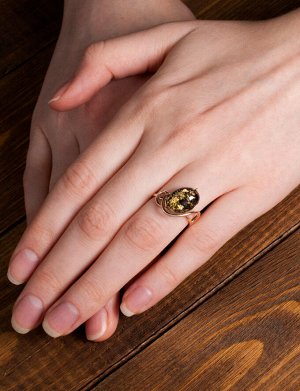 Кольцо «Сигма» из золота 585 пробы и натурального янтаря, 806201146