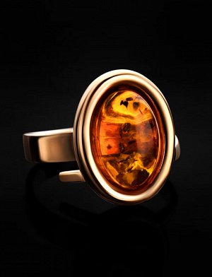 Золотое кольцо с вставкой из натурального янтаря «Годжи», 906208434