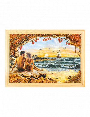 Картина с романтическим сюжетом, украшенная янтарём 23 (В) х 32 (Ш), 606807250