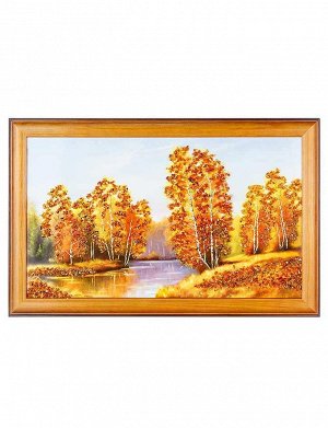 Красивый пейзаж, украшенный натуральным янтарём «Лиловая дымка» 33 (В) х 52 (Ш), 808906038