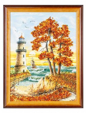 Картина, украшенная натуральным янтарём «Покидая дом», 808906061