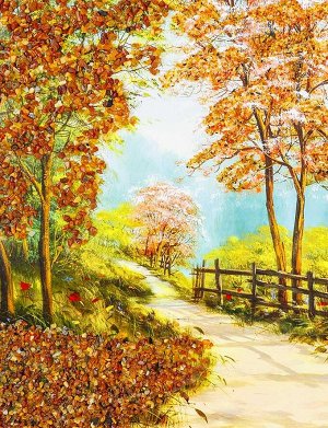 Очаровательный пейзаж с балтийским янтарём «Весенний сад» 34 см (В) х 44 см (Ш), 808906062