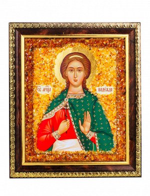 Именная икона, украшенная натуральным янтарём «Святая великомученица Надежда»