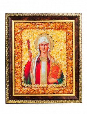 Именная икона, украшенная натуральным янтарём «Святая равноапостольная Нина, просветительница Грузии», 906904423