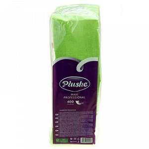 Салфетки бумажные 24х24см &quot;Plushe Maxi Professional&quot;, 1 слойные, 400 штук в упаковке, сплошное тиснение, салатовый (Россия)