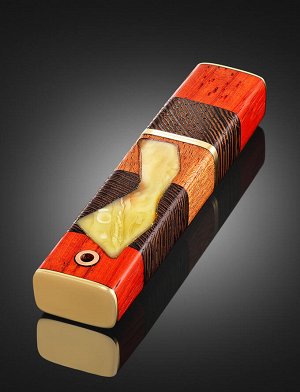 Стильный кулон-флешка «Индонезия» из древесины и янтаря, 805504023