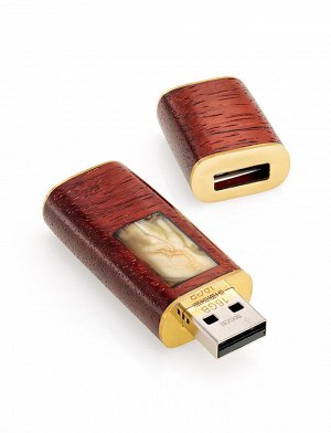 USB flash-card из древесины падука и натурального янтаря «Индонезия»