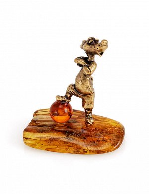 Сувенир-талисман с натуральным янтарём «Собака с мячом»