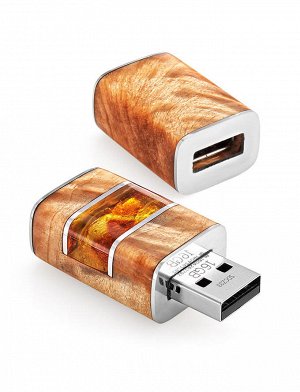 Флеш-карта на 16 Gb из карельской берёзы и янтаря «Индонезия», 805506235