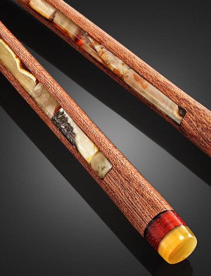 Эксклюзивные китайские палочки для еды из натурального балтийского янтаря и красного дерева, 806706229