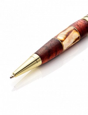 Эффектная ручка из яркой древесины падука и натурального янтаря, 810603215