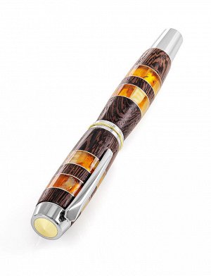 Перьевая ручка из древесины венге и натурального янтаря «Индонезия», 810605296
