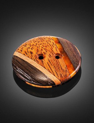 Пуговица ручной работы из дерева и натурального янтаря «Индонезия», 905502299