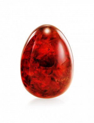 Пасхальное яйцо из формованного янтаря красно-коньячного оттенка на деревянной подставке, 905503181