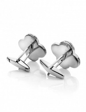 Стильные запонки из серебра с медовым янтарём «Монако» Янтарь®, 910501181