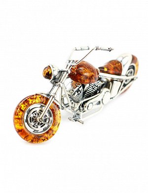 Сувенир-мотоцикл из натурального янтаря с серебром «Harley Davidson», 505508421
