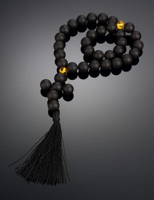 Чётки на 33 бусины-шара из чёрного янтаря из коллекции «Куба», 905605525