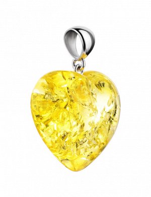 Яркое янтарное сердце из искрящегося лимонного янтаря, 905403151