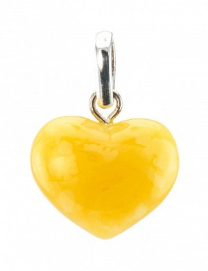 Подвеска в форме сердца из цельного натурального янтаря насыщенного медового цвета с живописной текстурой, 6054101150
